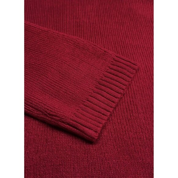 Women’s Red Oversized Turtleneck Zip Ribbed Knit Sweater Top - Picture 6 of 6